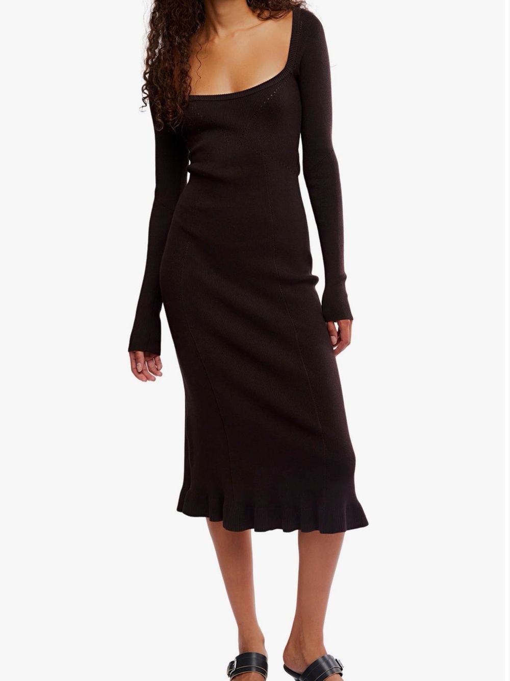 Free People Allister Long Sleeve Rib MIDI Sweater Dress NWT